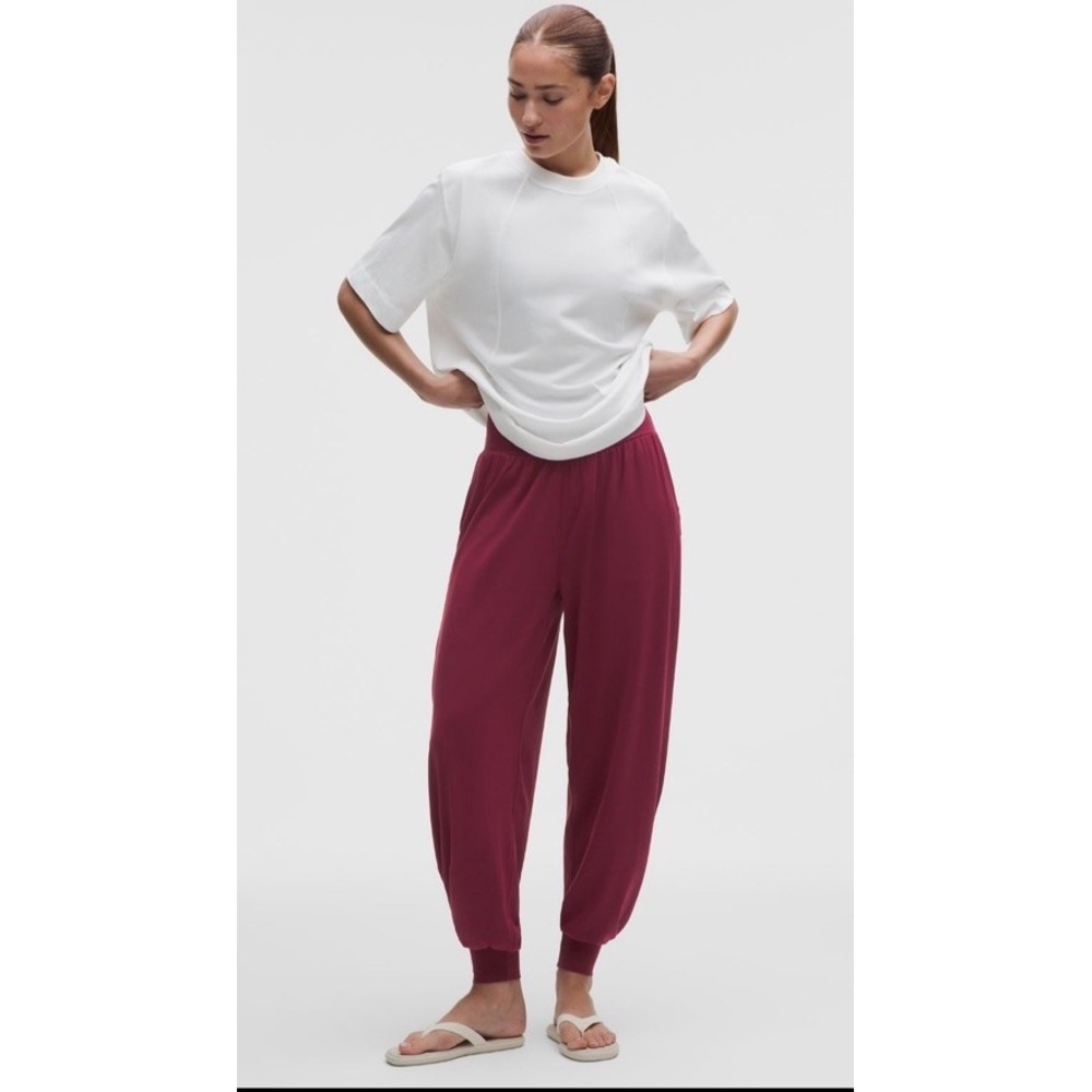 Lululemon Rulu Drapey Oversized HR Yoga Jogger Burgundy W5jjxr Women's S EUC